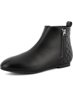 Women's black Ankle Flat Low Heel Zippers Booties Winter Fall Fashion Boot
